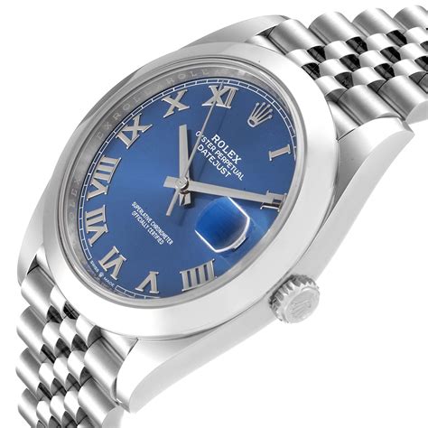 rolex datejust blue roman numerals|rolex datejust 41 blue diamond.